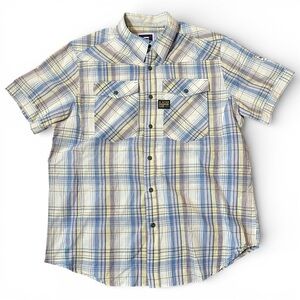 G-Star Original Denim Raw L Plaid Checkered Button Up Shirt Patch Graphic Back